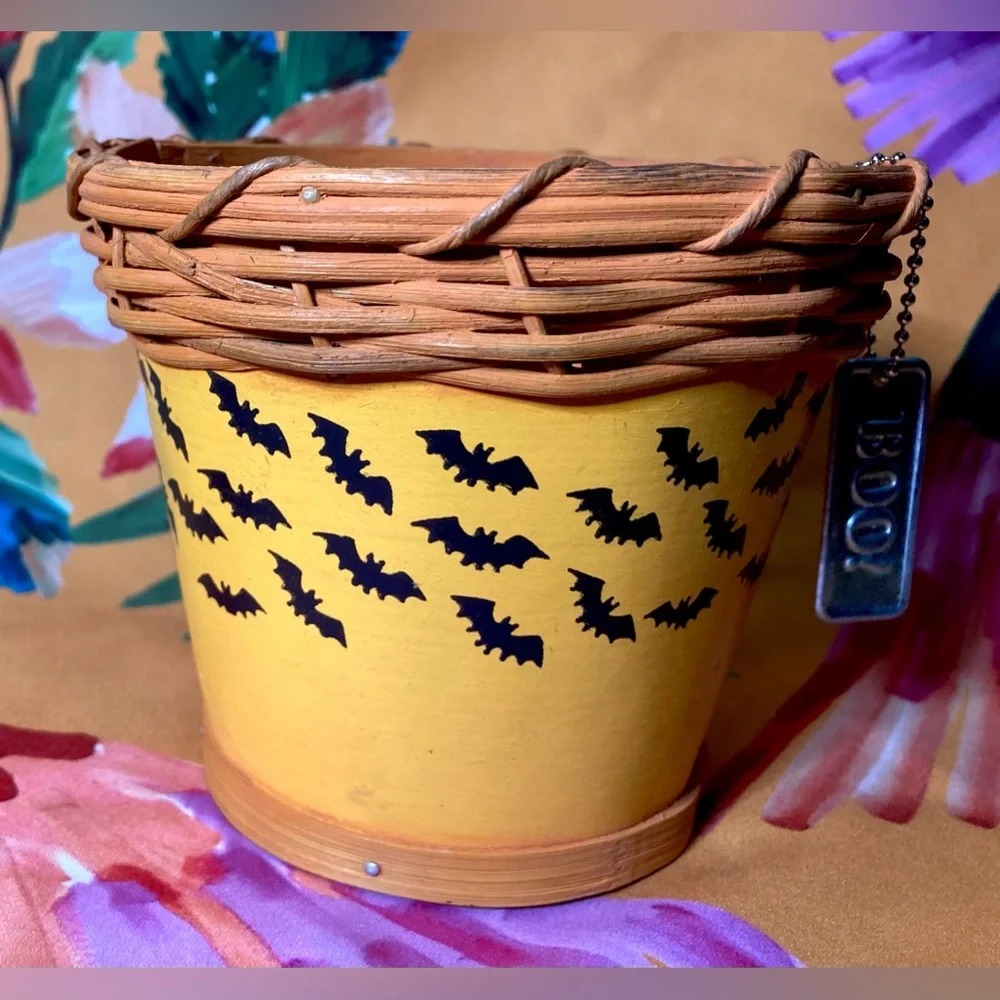 Vintage Orange Halloween Bat Basket